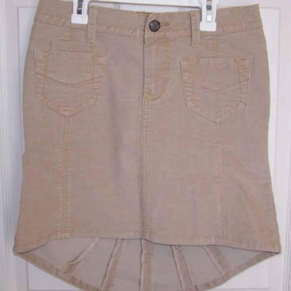 CANDIE'S Corduroy Baby Cord Hi-Lo High-Low Pencil SKIRT Beige Juniors size 7